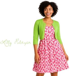 Lilly Pulitzer Green Open Front Cotton Cardigan